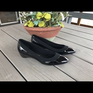 Ferragamo Black Patent Mini Wedge